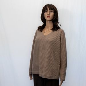 Tan 100% Cashmere Knit Sweater Neimen Marcus Exclusive Super Soft and Cozy